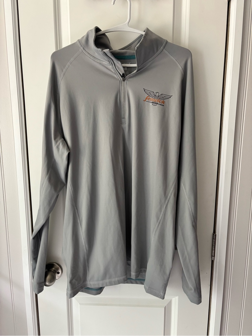 Light Gray Quarter-Zip Pullover with Embroidered Logo